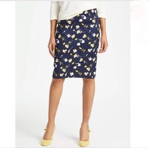 Boden Navy Wildflower Martha Pencil Skirt 6
